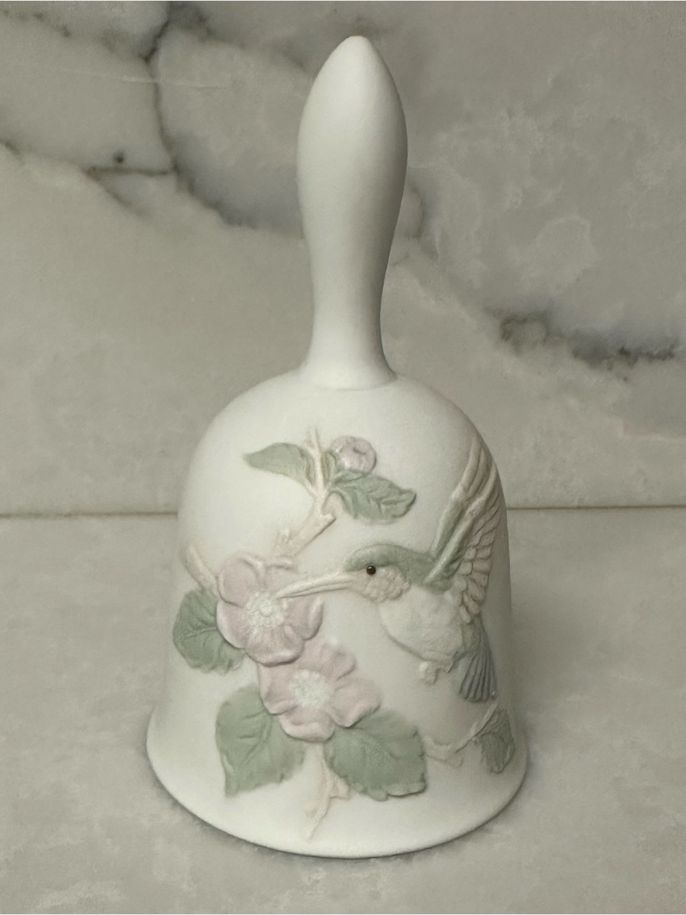 vintage bisque porcelain hummingbird dinner bell